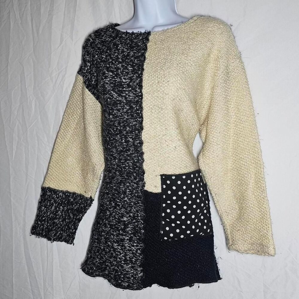vintage 90s wool blend type funky patchwork polka dot sweater